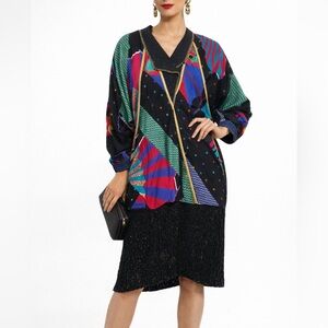 1980's Jeanne Marc Collection Dress/‎ Jacket/Tunic Size 16/18